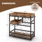 3-Tier Rolling Bar Cart with Removable Tray and Wine Rack-Rustic Brown